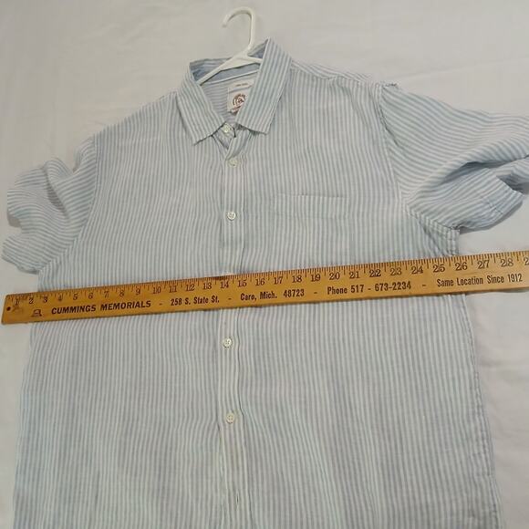 Panama Jack Blue and White Stripe Short-Sleeved Button-Up Shirt 100% Linen XL - Picture 7 of 10